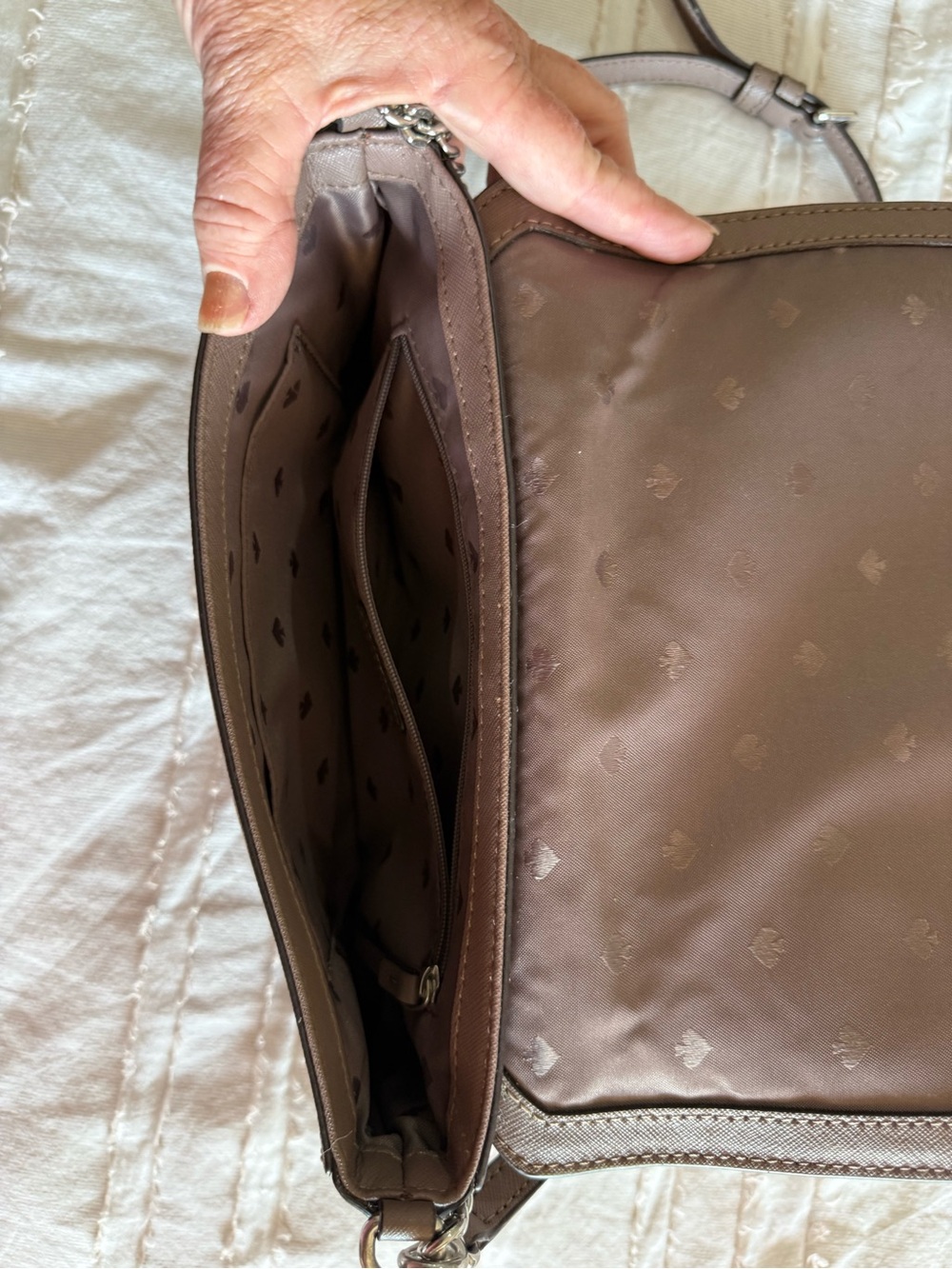 kate spade Taupe Saffiano Flap Crossbody - Picture 6 of 12